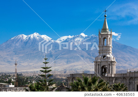 old cathedral and volcano old cathedral and volcano 40638503
