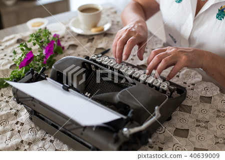 Writing concept. Typing on retro typewriter. Writing concept. Typing on retro typewriter. 40639009