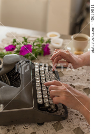 Writing concept. Typing on retro typewriter. Writing concept. Typing on retro typewriter. 40639011
