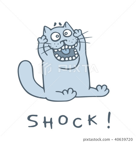 cute fat cat in shock and screaming. vector cute fat cat in shock and screaming. vector 40639720