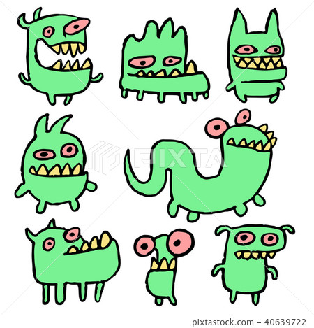 Funny green monsters. Vector illustration. Funny green monsters. Vector illustration. 40639722