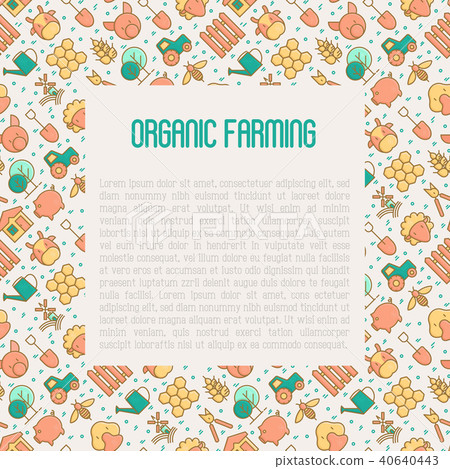 Organic farming concept with thin line icons - Stock Illustration ...