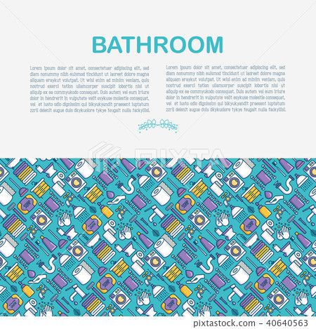 Bathroom equipment concept with thin line icons - Stock Illustration ...