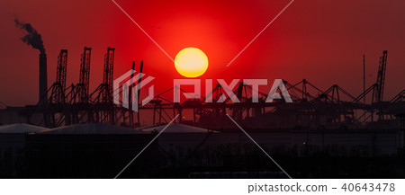 The Rotterdam harbour during sunset - Netherlands 40643478