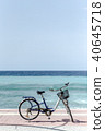outdoor activities. Bicycle standing by the sea. 40645718