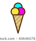 three balls of ice cream in a waffle horn 40646078