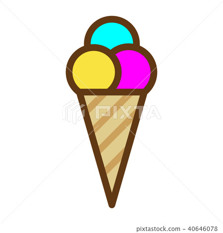 three balls of ice cream in a waffle horn 40646078