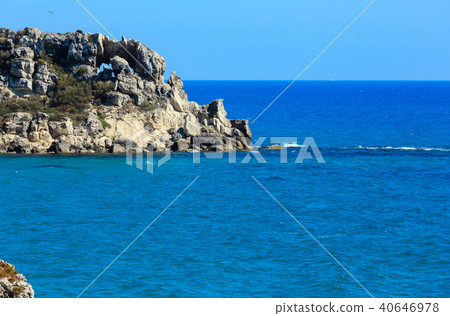 Rock in sea near Agrigento, Sicily, Italy 40646978