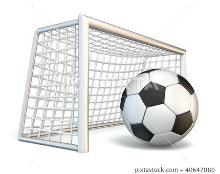Soccer ball and soccer gate side view 3D Soccer ball and soccer gate side view 3D 40647080