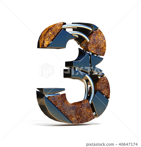 Black brown fracture font number 3 THREE 3D Black brown fracture font number 3 THREE 3D 40647174