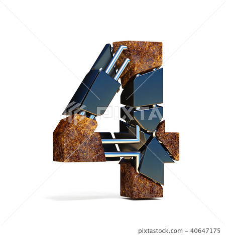 Black brown fracture font number 4 FOUR 3D Black brown fracture font number 4 FOUR 3D 40647175