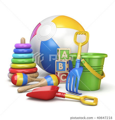 Colorful kids toys concept 3D Colorful kids toys concept 3D 40647218