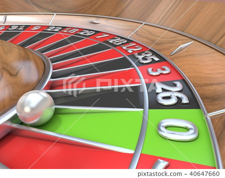 Macro view of a roulette table. Green zero. 3D 40647660
