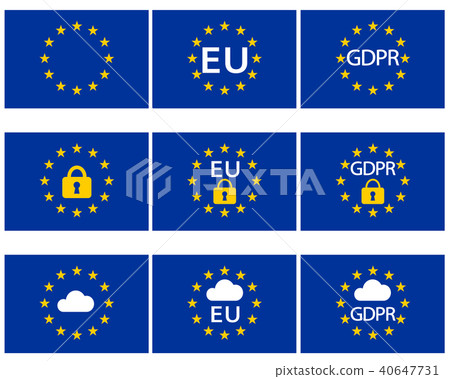 GDPR通用數據保護規則矢量歐盟旗幟 40647731