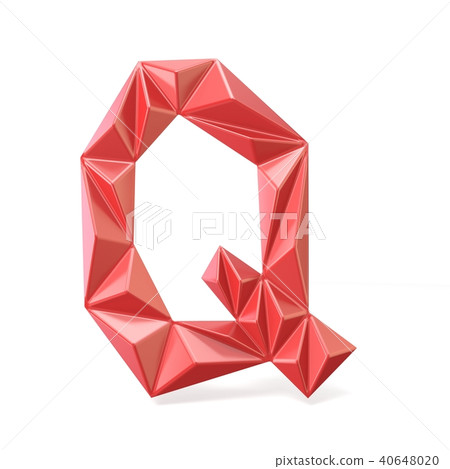 Red modern triangular font letter Q. 3D 40648020