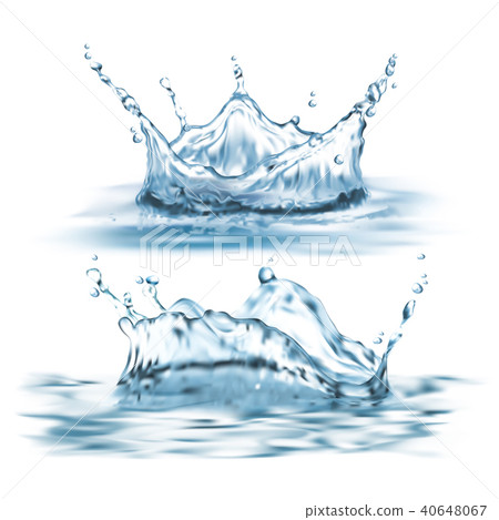 Vector 3d realistic set with blue water splashes Vector 3d realistic set with blue water splashes 40648067