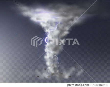 Vector realistic hurricane, tornado with lightning Vector realistic hurricane, tornado with lightning 40648068