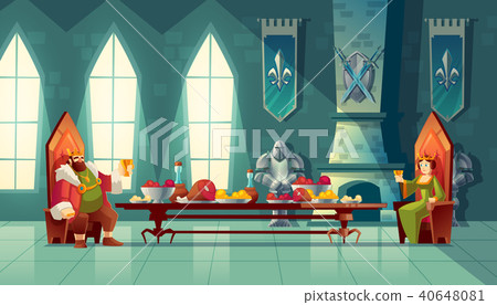 Vector feast concept, king, queen eats food 40648081