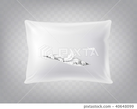 Vector 3d realistic torn pillow. Template, mockup 40648099