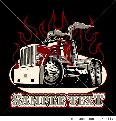 Cartoon retro semi truck 40648115