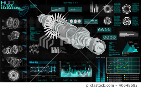 Head up Display HUD Ui, Jet Engine Hologram Head up Display HUD Ui, Jet Engine Hologram 40648682