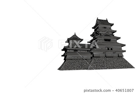 日本城堡現存的Tenshu Matsumoto城堡黑色 40651807