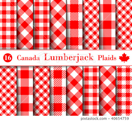 Set Lumberjack Plaid Pattern in the red and white 40654759