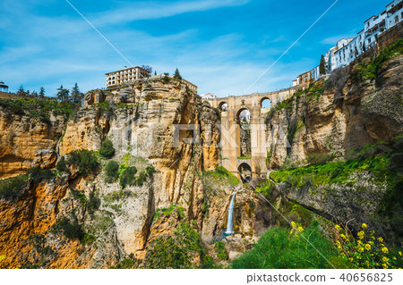 stone bridge over the gorge in Ronda, Spain stone bridge over the gorge in Ronda, Spain 40656825