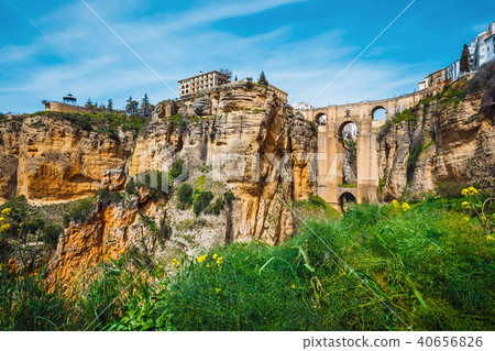stone bridge over the gorge in Ronda, Spain 40656826