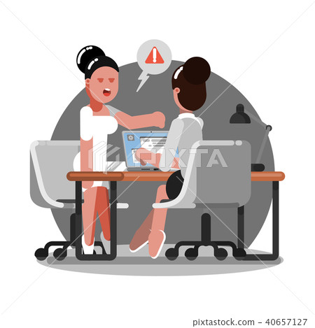Woman telling about problems with card 40657127