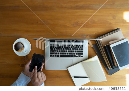 Overhead View top view man Working Desk Overhead View top view man Working Desk 40658331