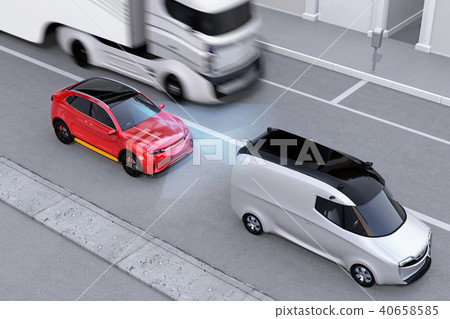應用自動制動以避免追尾事故的插圖。左手自動制動概念（右轉向） 40658585