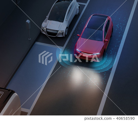 SUV parallel parking with night automatic parking driving support system. 40658590