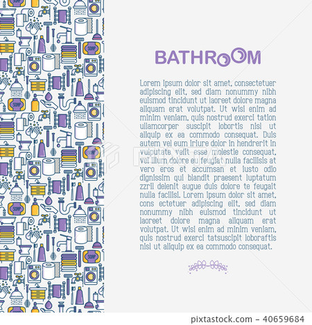 Bathroom equipment concept with thin line icons - Stock Illustration ...