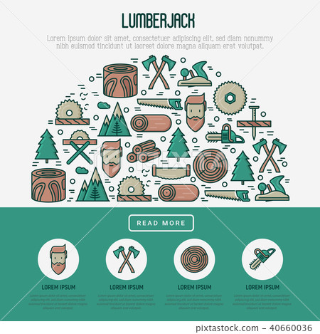Logging and lumberjack with beard concept 40660036