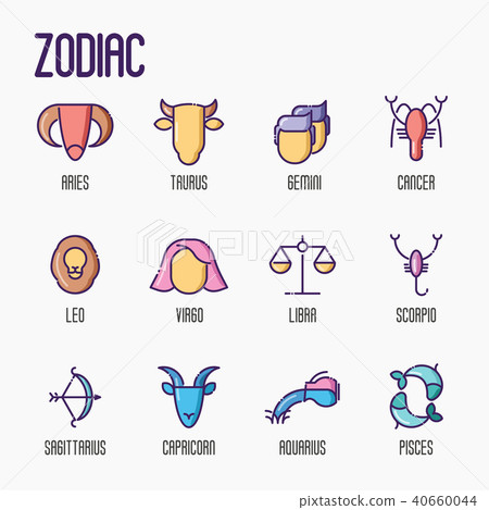 Zodiac signs thin line icons Zodiac signs thin line icons 40660044