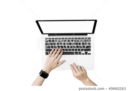 woman using laptop on table in office room. 40660263