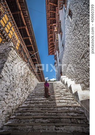 Stairs in Paro Dzong temple in Bhutan Stairs in Paro Dzong temple in Bhutan 40660399