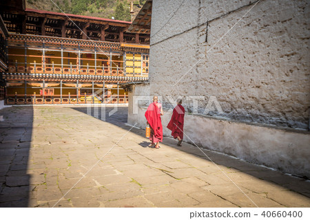 Monks in Paro Dzong in Bhutan Monks in Paro Dzong in Bhutan 40660400