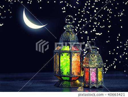 Oriental light lantern moon stars Ramadan kareem Oriental light lantern moon stars Ramadan kareem 40663421