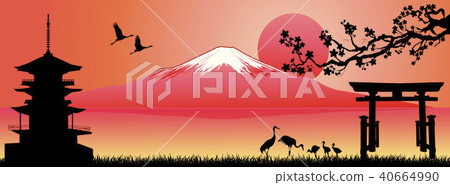 Landscape, Mount Fuji at sunset Landscape, Mount Fuji at sunset 40664990
