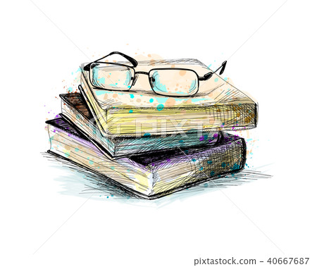 Eyeglasses on top stack books 40667687