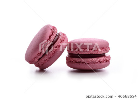 Two pink macaroons isolated on white Two pink macaroons isolated on white 40668654