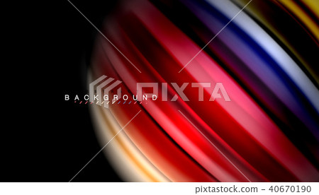 Abstract wave lines fluid rainbow style color stripes on black background Abstract wave lines fluid rainbow style color stripes on black background 40670190