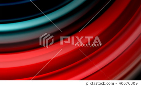 Abstract wave lines fluid rainbow style color stripes on black background 40670309
