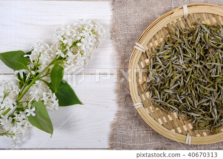 Chinese white tea and white lilac Chinese white tea and white lilac 40670313