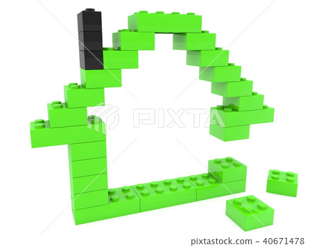 Unfinished toy bricks house 40671478