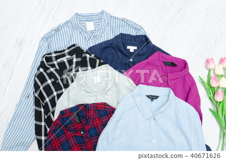 Five colorful shirts, assortment. Fashion Concept Five colorful shirts, assortment. Fashion Concept 40671626