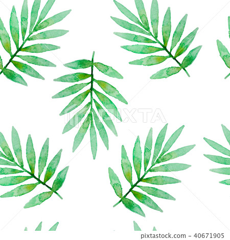 Watercolor seamless pattern with leaves - Stock Illustration [40671905 ...