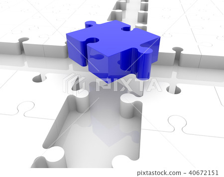 Turned puzzle piece in middle of puzzle with empty Turned puzzle piece in middle of puzzle with empty 40672151